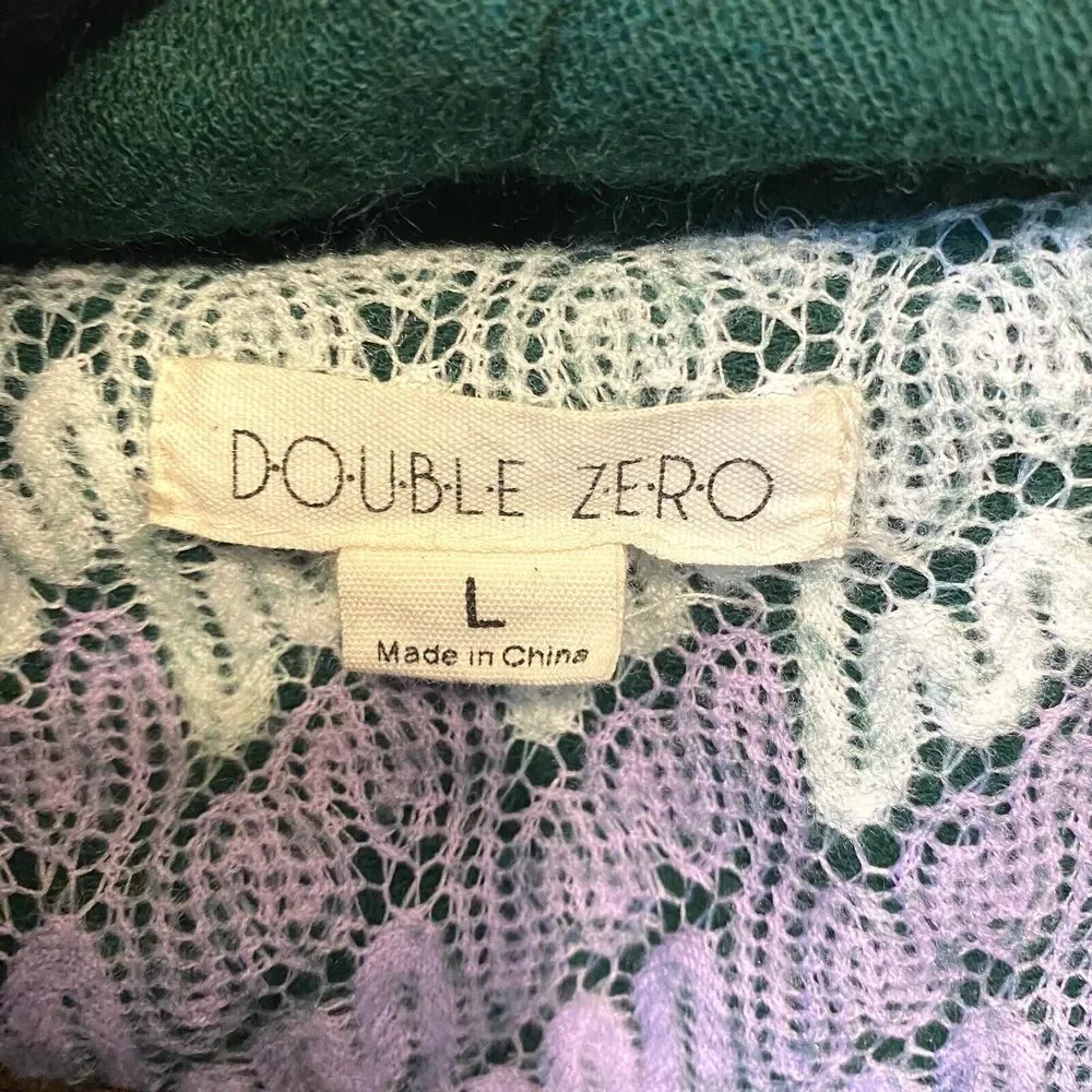 Double Zero Large Jacket Green Weave‎ Multicolor Open Knit Cardigan